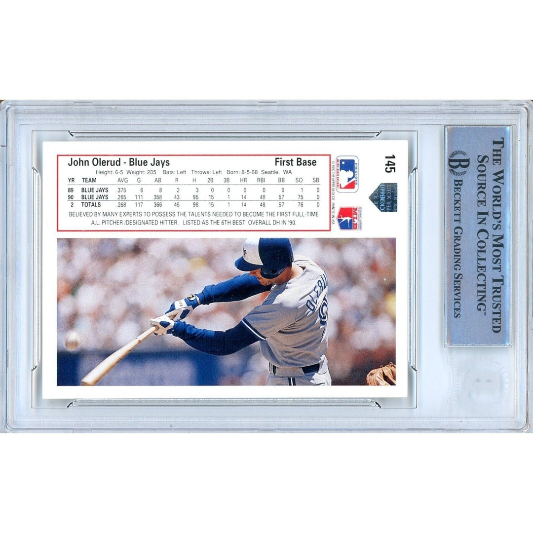John Olerud Toronto Blue Jays Signed 1991 Upper Deck Baseball Card Beckett Auth Auto Slab