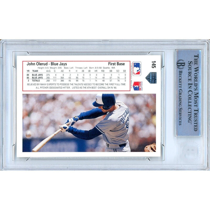 John Olerud Toronto Blue Jays Signed 1991 Upper Deck Baseball Card Beckett Auth Auto Slab