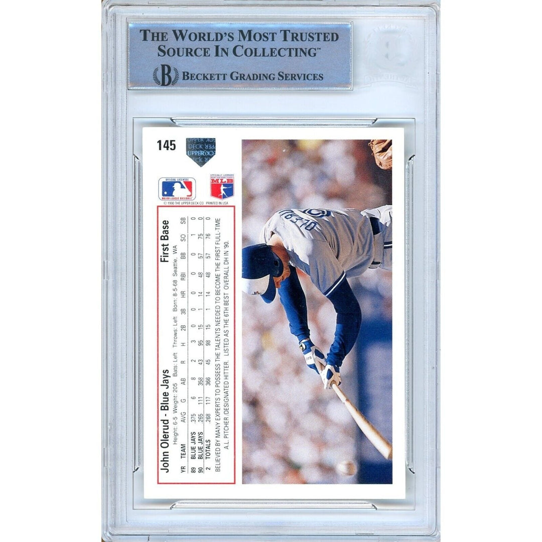 John Olerud Toronto Blue Jays Signed 1991 Upper Deck Baseball Card Beckett Auth Auto Slab