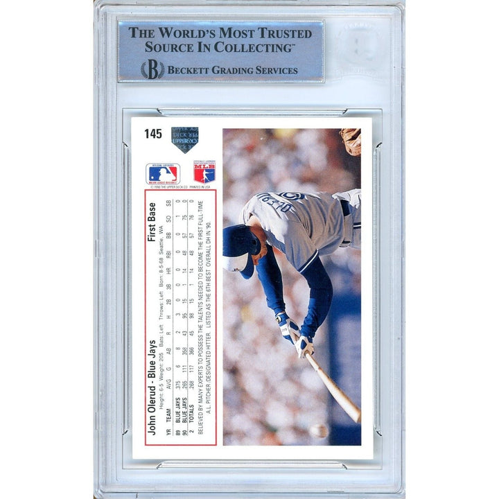 John Olerud Toronto Blue Jays Signed 1991 Upper Deck Baseball Card Beckett Auth Auto Slab
