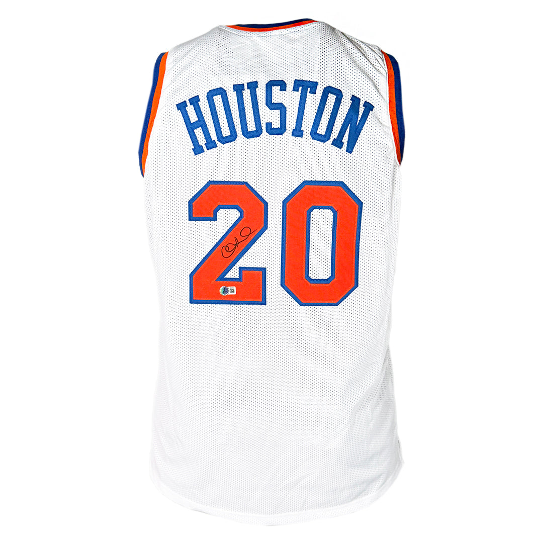 Alan Houston Signed New York White Basketball Jersey (Beckett)