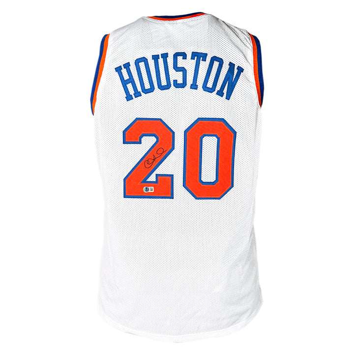 Alan Houston Signed New York White Basketball Jersey (Beckett)