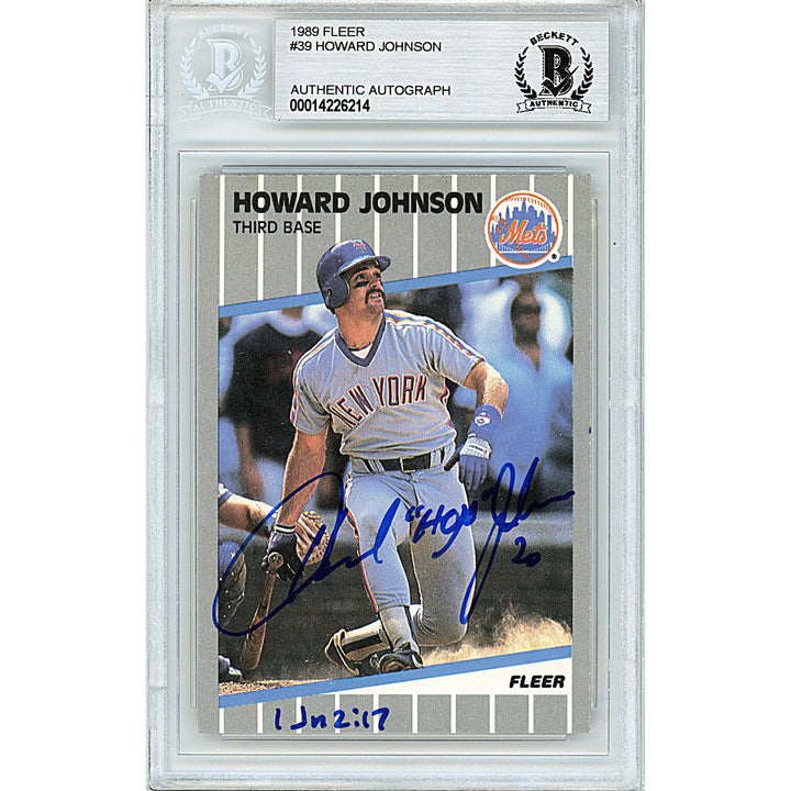 Howard Johnson Signed New York Mets 1989 Fleer Baseball Card Beckett Authentic Auto Slab