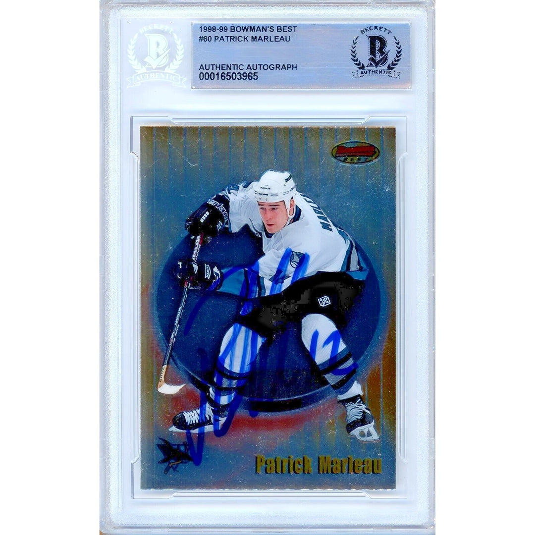 Patrick Marleau San Jose Sharks Signed 1998-99 Bowmans Best Card BAS Auth Auto Slab