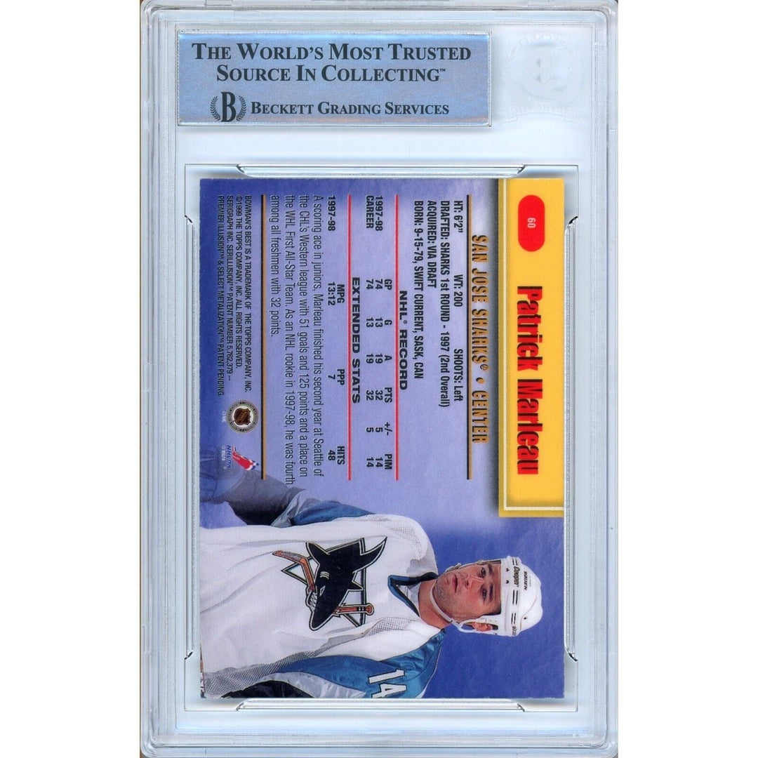 Patrick Marleau San Jose Sharks Signed 1998-99 Bowmans Best Card BAS Auth Auto Slab