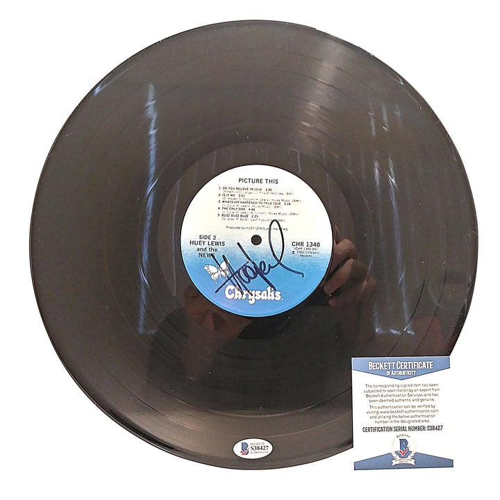 Huey Lewis Signed Huey Lewis and the News Picture This Vinyl LP Record Album, Proof, Beckett