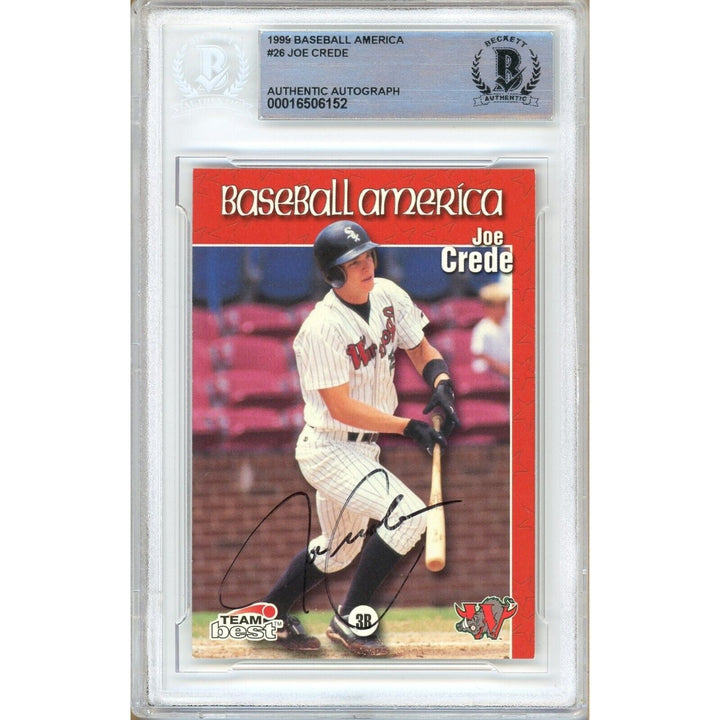 Joe Crede Chicago White Sox Signed 1999 Team Best Rookie Card Beckett Auth Auto Slab