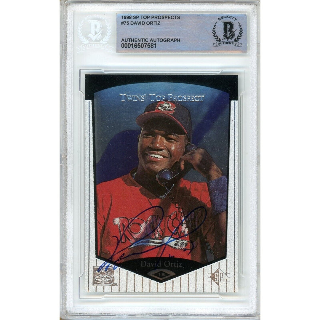 David Ortiz Minnesota Twins Signed 1998 SP Top Prospects Baseball Card Beckett Auth Auto