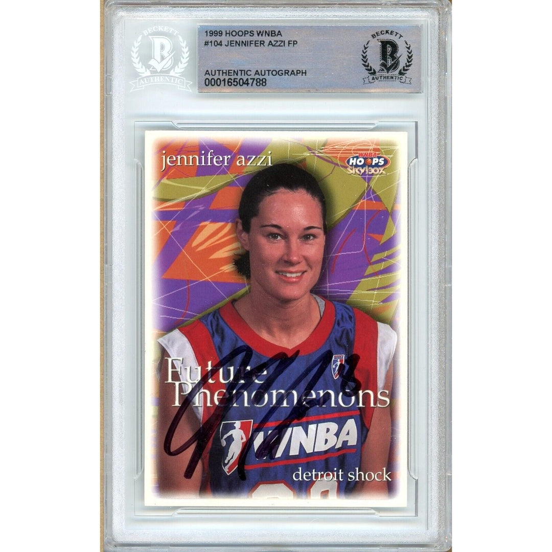 Jennifer Azzi Detroit Shock Signed 1999 WNBA Hoops Basketball Card BAS Auth Auto Slab