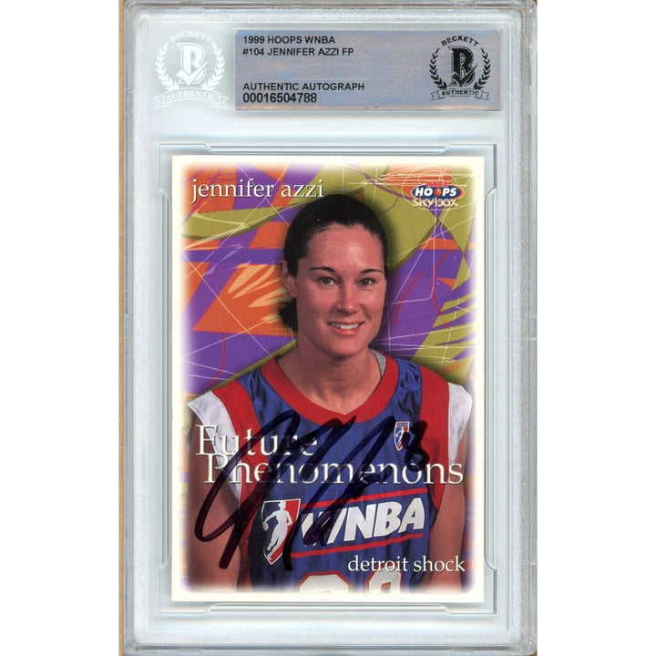 Jennifer Azzi Detroit Shock Signed 1999 WNBA Hoops Basketball Card BAS Auth Auto Slab