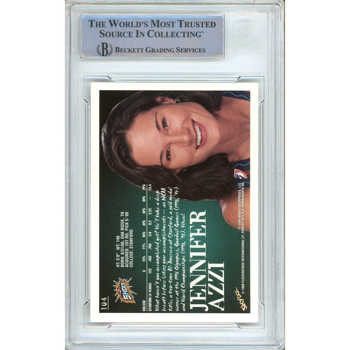 Jennifer Azzi Detroit Shock Signed 1999 WNBA Hoops Basketball Card BAS Auth Auto Slab