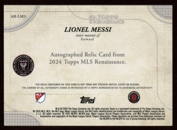2024 Topps Renaissance Lionel Messi Patch Auto 3/10 Inter Miami