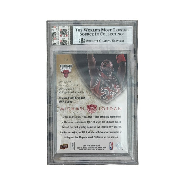 Michael Jordan Chicago Bulls 2009-10 Upper Deck Jordan Legacy Collection 1997-98 Game Used Uniform Jersey Fusion BGS 9