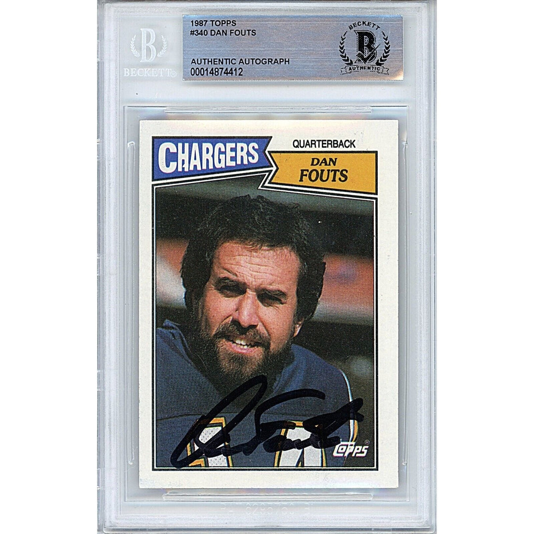 Dan Fouts San Diego Chargers Signed 1987 Topps Football Card Beckett Auth Auto Slab HOF