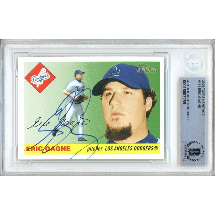 Eric Gagne Los Angeles Dodgers Signed 2004 Topps Heritage Card Beckett Auth Auto Slab