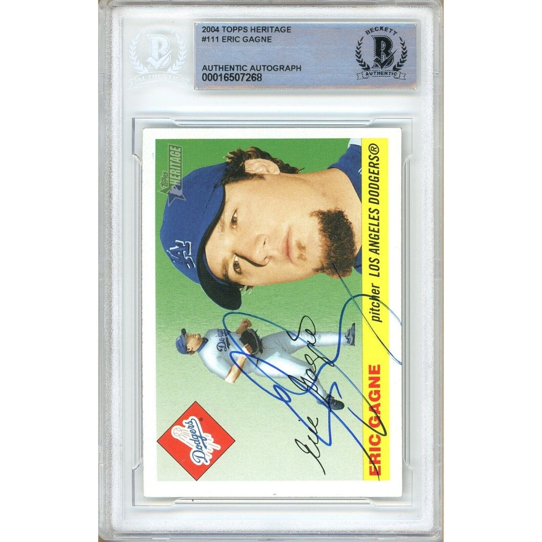 Eric Gagne Los Angeles Dodgers Signed 2004 Topps Heritage Card Beckett Auth Auto Slab
