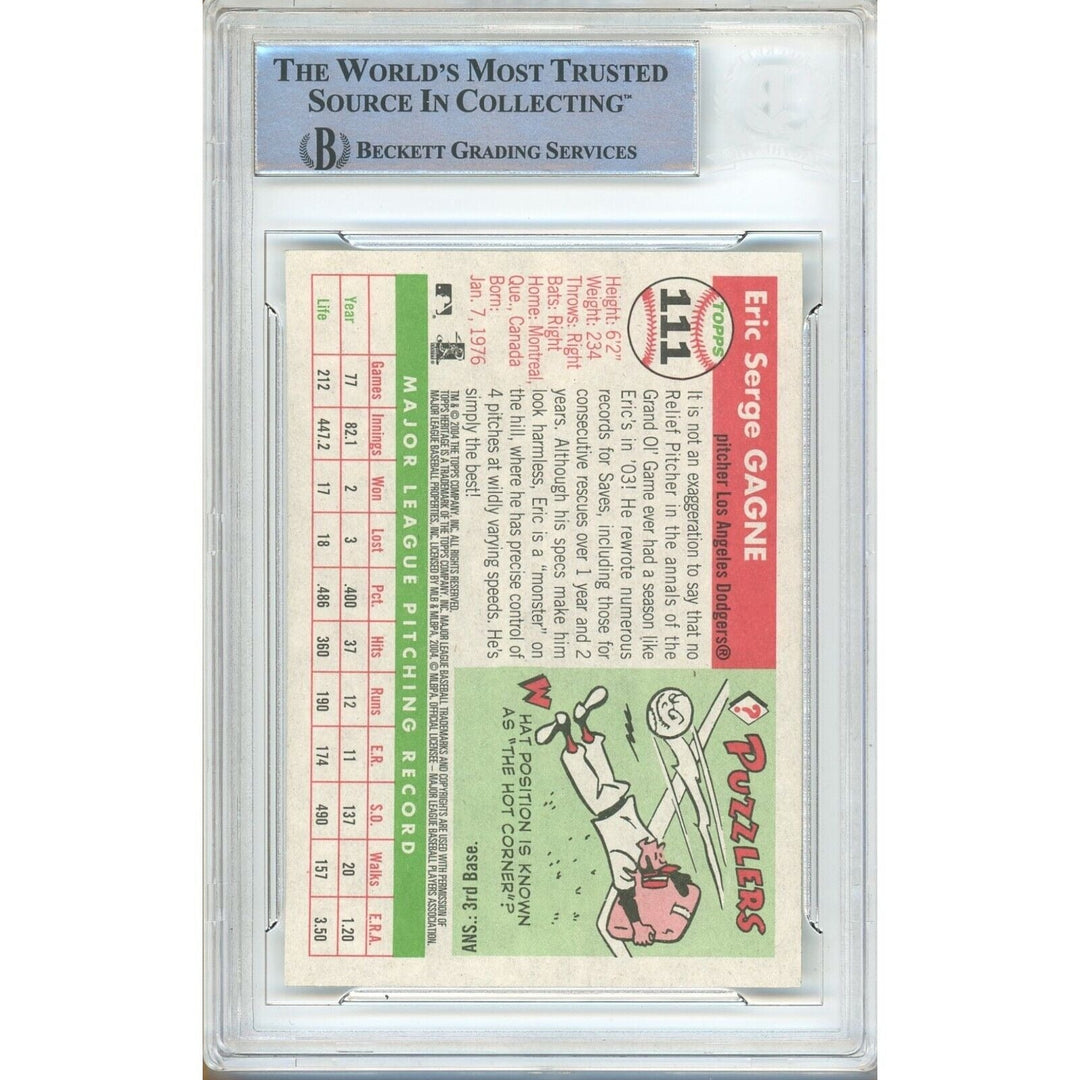 Eric Gagne Los Angeles Dodgers Signed 2004 Topps Heritage Card Beckett Auth Auto Slab