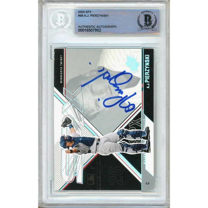 AJ Pierzynski Minnesota Twins Signed 2003 Upper Deck Spx Beckett Auth Auto Slab