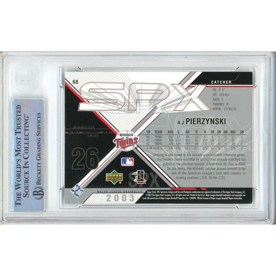 AJ Pierzynski Minnesota Twins Signed 2003 Upper Deck Spx Beckett Auth Auto Slab
