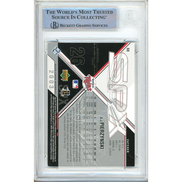 AJ Pierzynski Minnesota Twins Signed 2003 Upper Deck Spx Beckett Auth Auto Slab