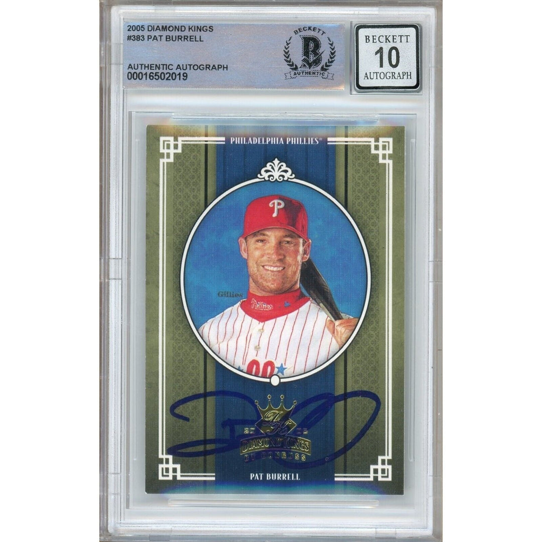 Pat Burrell Philadelphia Phillies Signed 2005 Diamond Kings Card BGS Auto 10 Graded Slab
