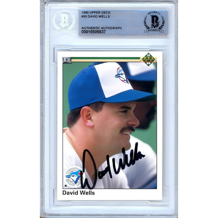 David Wells Toronto Blue Jays Signed 1990 Upper Deck Baseball Card Beckett Auth Auto Slab