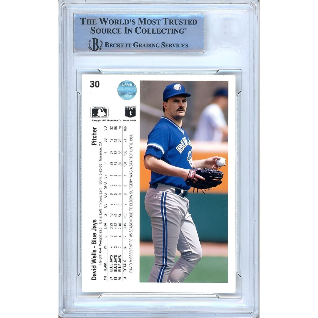 David Wells Toronto Blue Jays Signed 1990 Upper Deck Baseball Card Beckett Auth Auto Slab