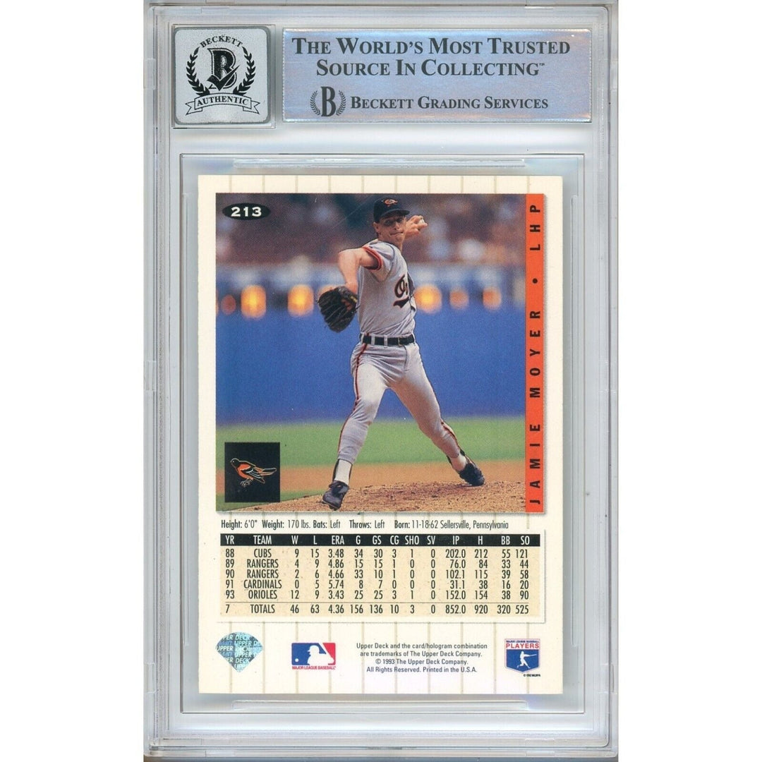 Jamie Moyer Baltimore Orioles Signed 1994 Collectors Choice BGS Auto 10 Graded Slab
