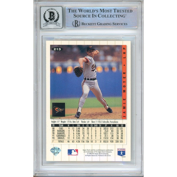 Jamie Moyer Baltimore Orioles Signed 1994 Collectors Choice BGS Auto 10 Graded Slab