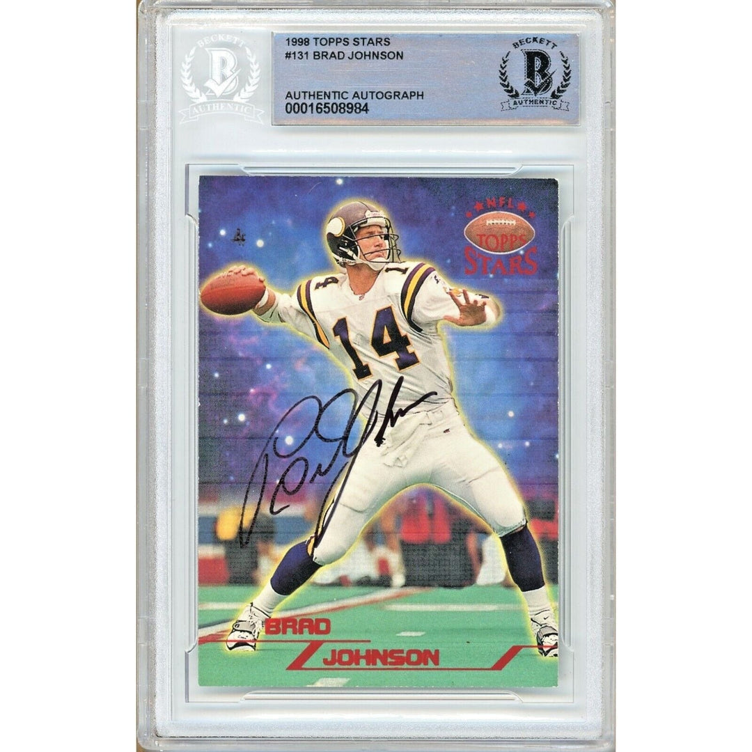 Brad Johnson Minnesota Vikings Signed 1998 Topps Stars Card Beckett Authentic Auto Slab
