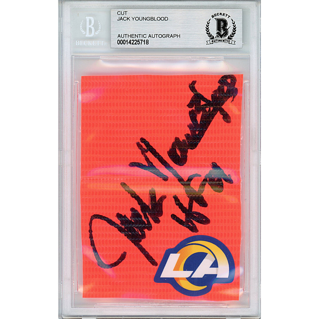 Jack Youngblood Signed Los Angeles Rams Football Pylon Piece Sig Cut Beckett