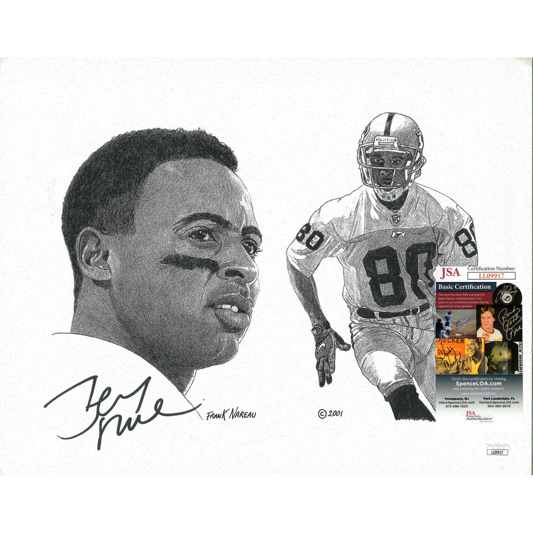 Jerry Rice Signed Oakland Raiders Frank Nareau 11x14 Litho Art Print JSA Certified Authentic