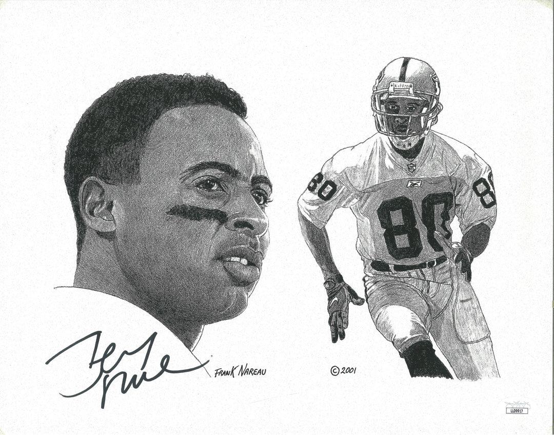 Jerry Rice Signed Oakland Raiders Frank Nareau 11x14 Litho Art Print JSA Certified Authentic
