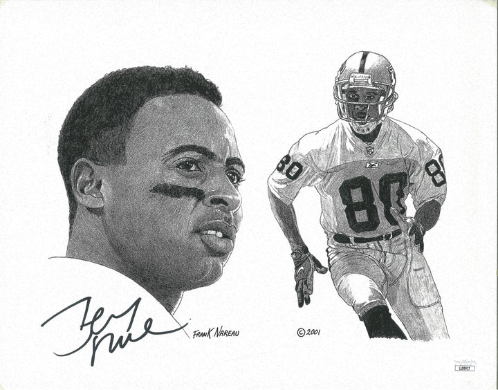 Jerry Rice Signed Oakland Raiders Frank Nareau 11x14 Litho Art Print JSA Certified Authentic