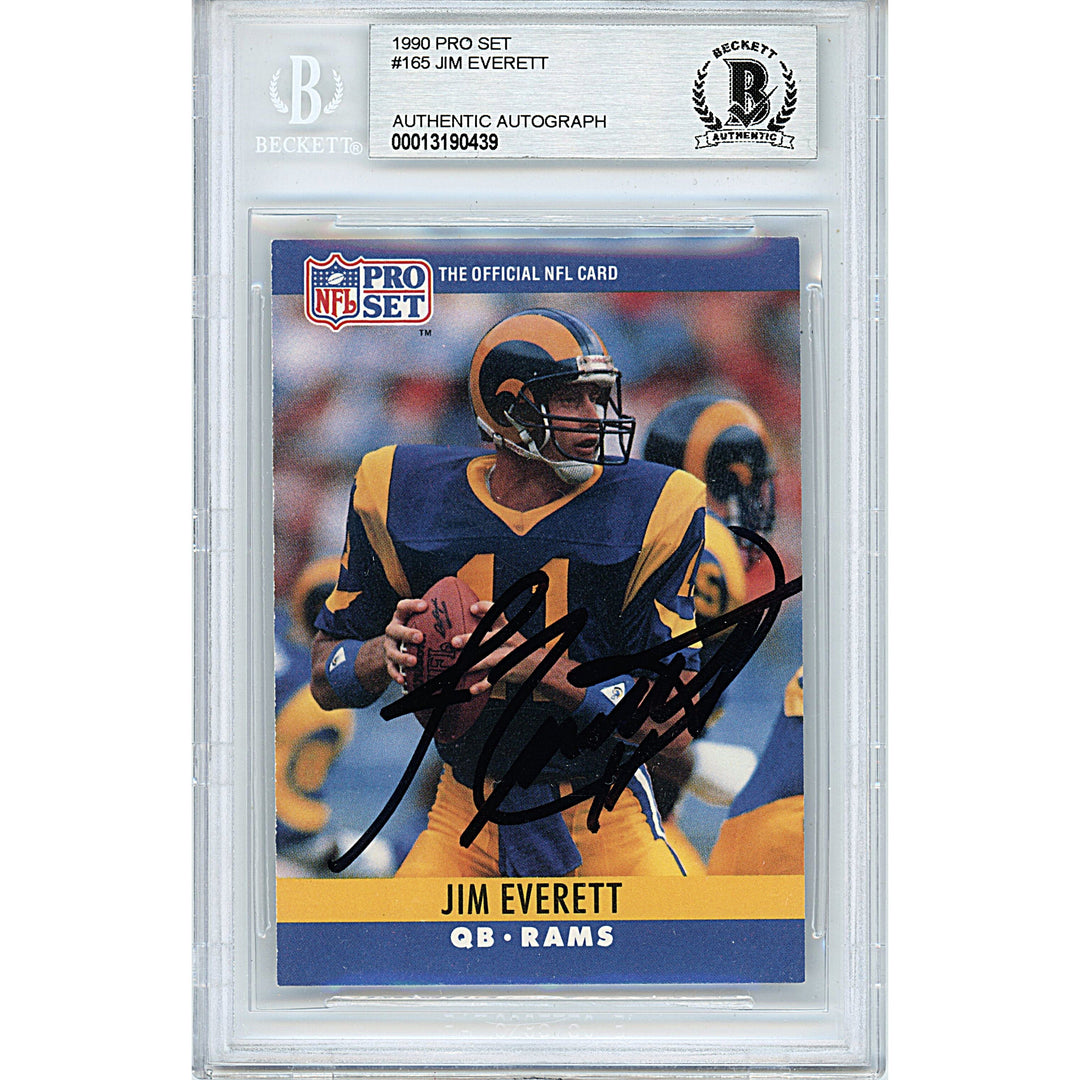 Jim Everett Autograph Los Angeles Rams 1990 Pro Set Football Card Beckett Auth Auto Slab