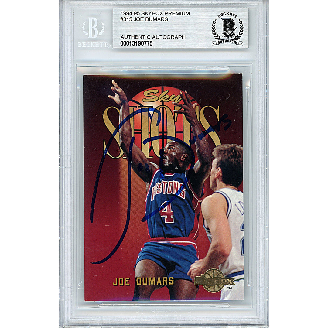 Joe Dumars Signed Detroit Pistons 1994-1995 Skybox Premium Basketball Card Beckett Slab