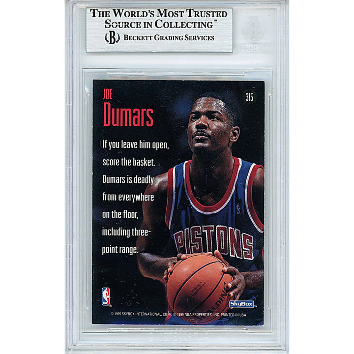Joe Dumars Signed Detroit Pistons 1994-1995 Skybox Premium Basketball Card Beckett Slab