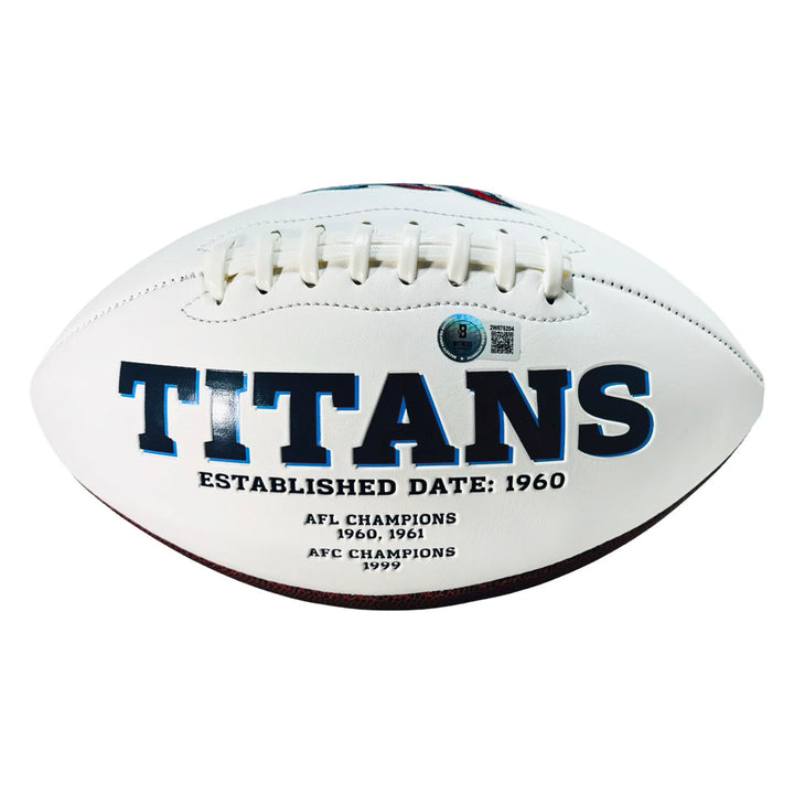 Chris Johnson Signed Tennessee Titans Official NFL Team Logo Football (Beckett)