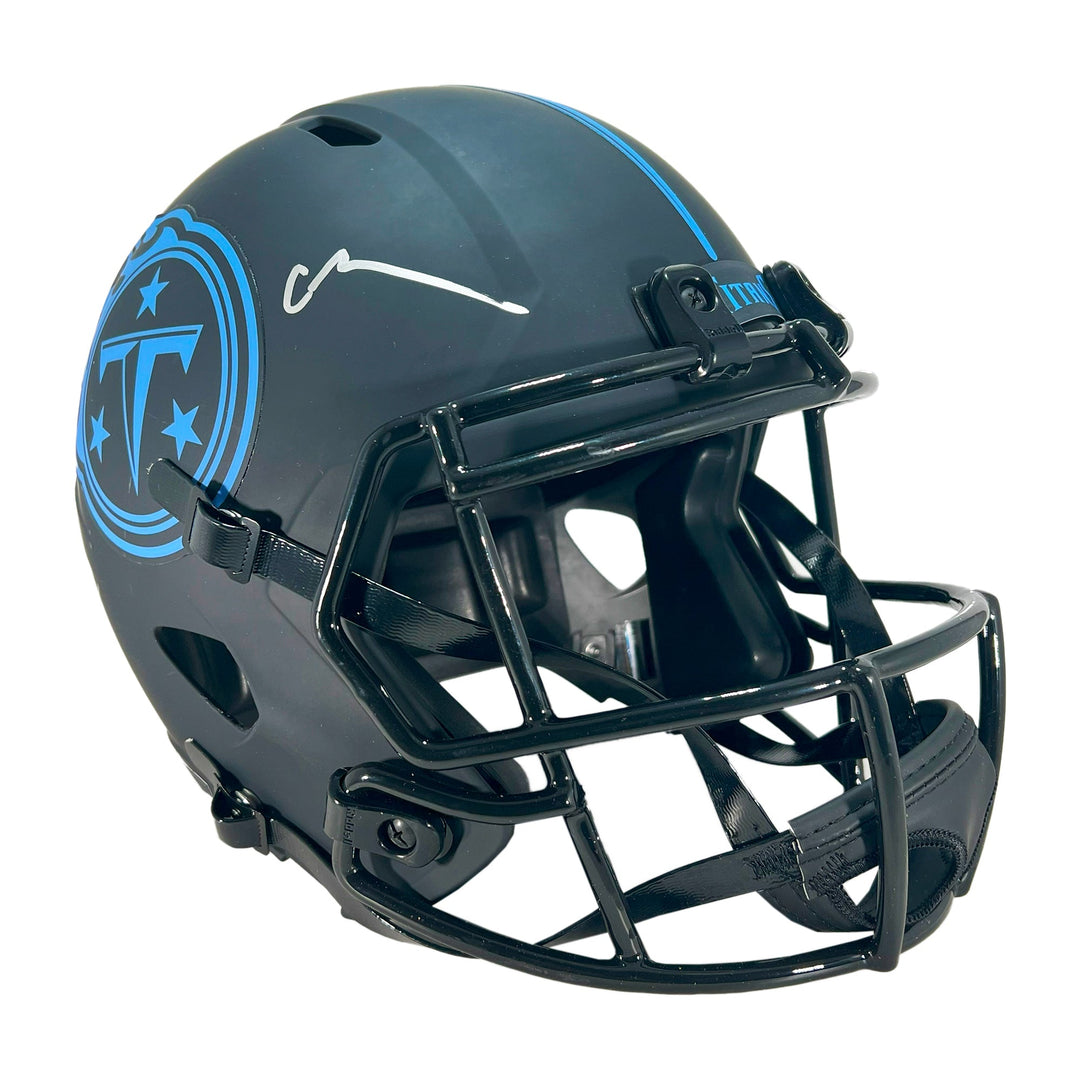 Chris Johnson Signed Tennessee Titans Eclipse Full-Size Replica Football Helmet Silver Ink (Beckett)