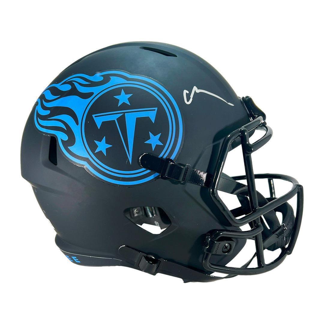 Chris Johnson Signed Tennessee Titans Eclipse Full-Size Replica Football Helmet Silver Ink (Beckett)