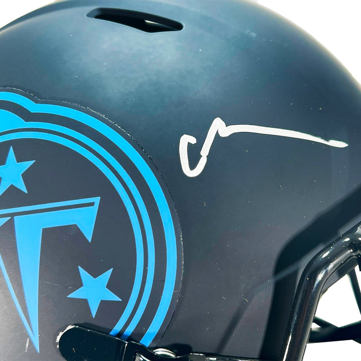 Chris Johnson Signed Tennessee Titans Eclipse Full-Size Replica Football Helmet Silver Ink (Beckett)