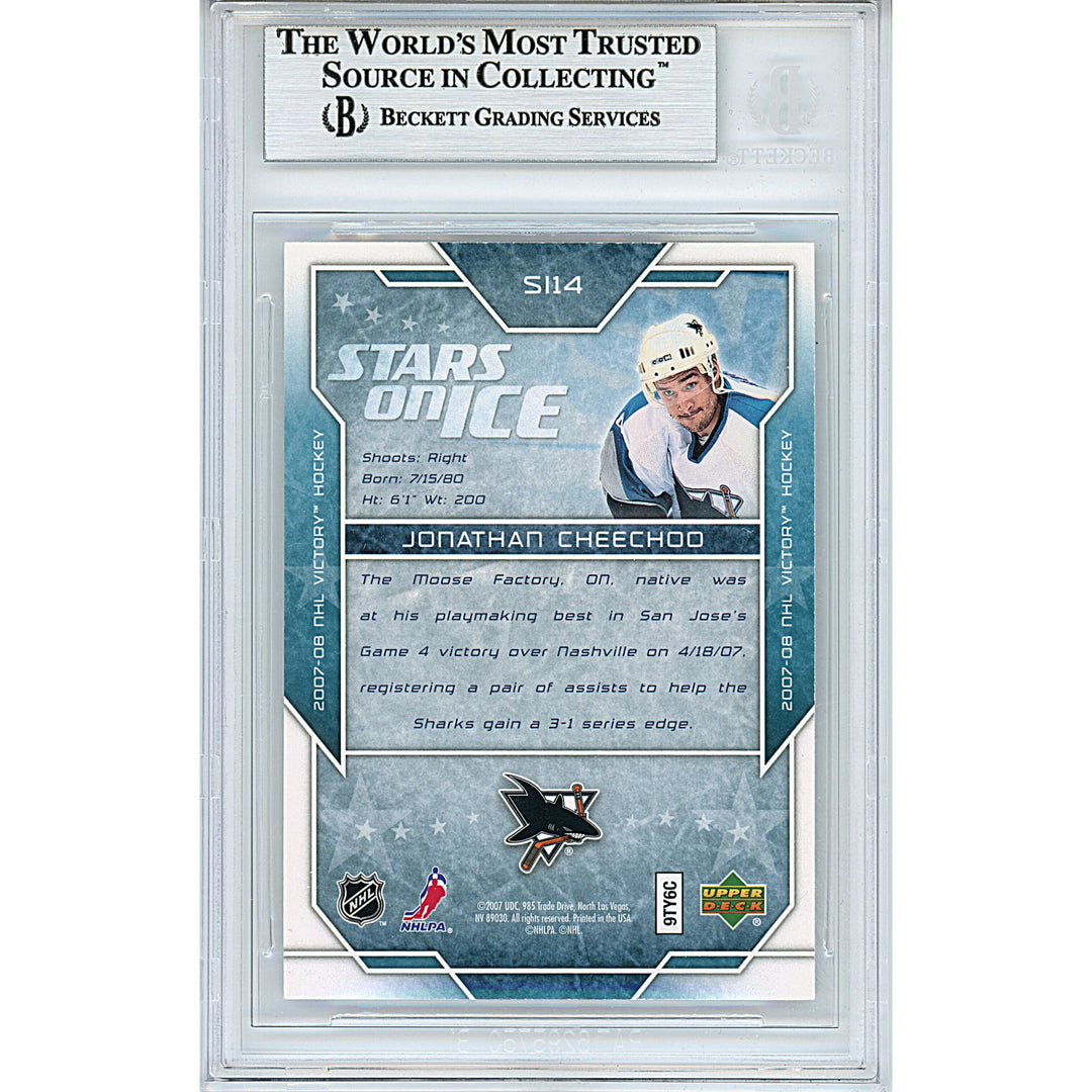 Jonathan Cheechoo Signed San Jose Sharks 2007-08 Upper Deck Hockey Card Beckett Slab