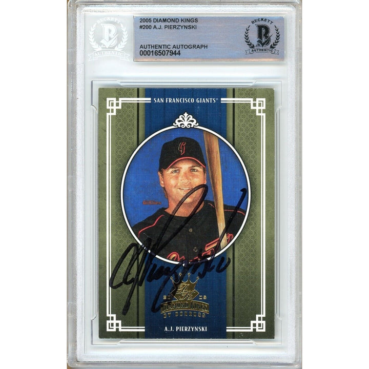 AJ Pierzynski SF Giants Signed 2005 Diamond Kings Baseball Card Beckett Auth Auto Slab