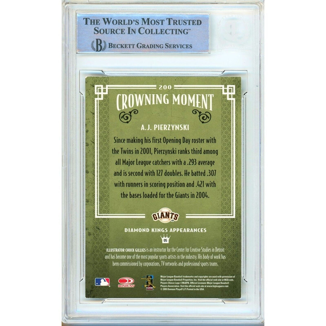 AJ Pierzynski SF Giants Signed 2005 Diamond Kings Baseball Card Beckett Auth Auto Slab