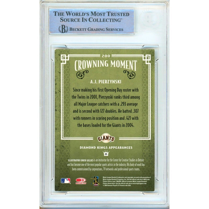 AJ Pierzynski SF Giants Signed 2005 Diamond Kings Baseball Card Beckett Auth Auto Slab