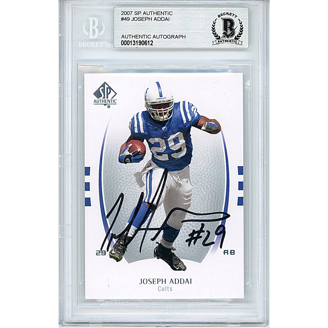 Joseph Addai Signed Indianapolis Colts 2007 SP Authentic Football Card Beckett Auth Auto