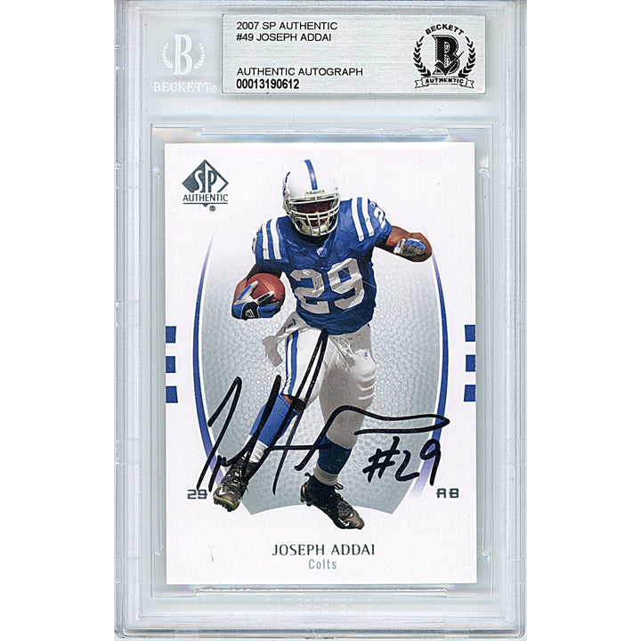 Joseph Addai Signed Indianapolis Colts 2007 SP Authentic Football Card Beckett Auth Auto