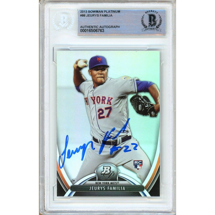 Jeurys Familia New York Mets Signed 2013 Bowman Platinum Card Beckett Auth Auto Slab