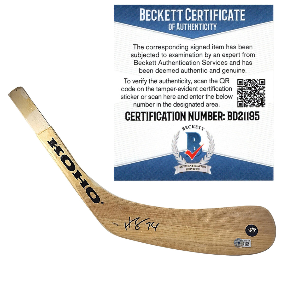 Juuse Saros Signed Nashville Predators Hockey Stick Blade, Proof Photo, Beckett COA