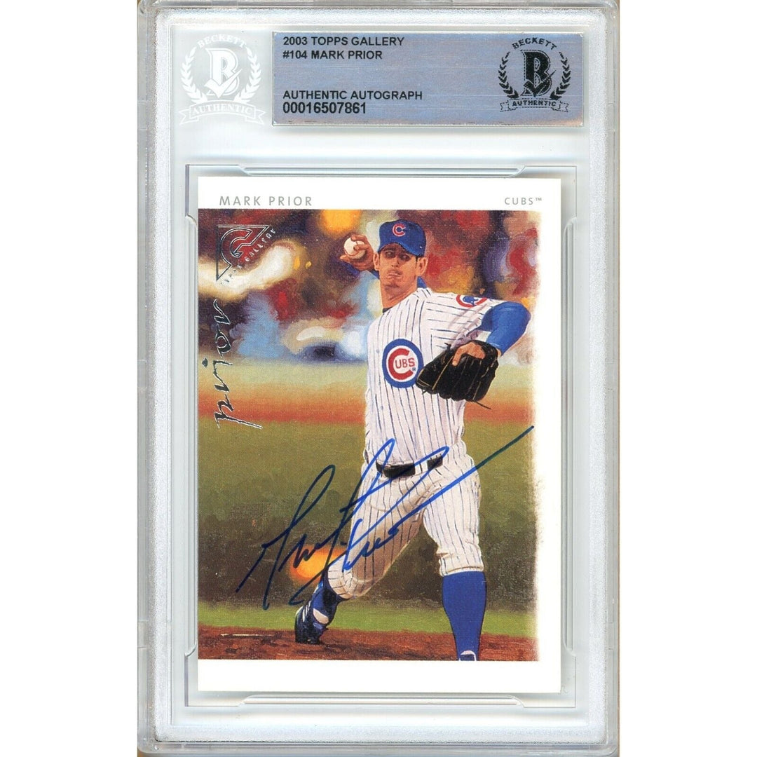 Mark Prior Chicago Cubs Signed 2003 Topps Gallery Baseball Card Beckett Auth Auto Slab